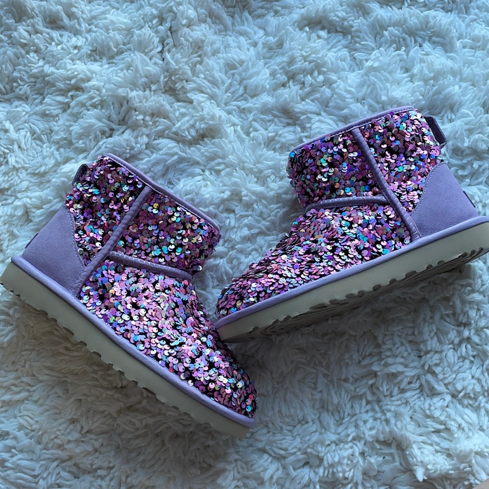 UGG Lilac Sequin Mini Boots NWOT